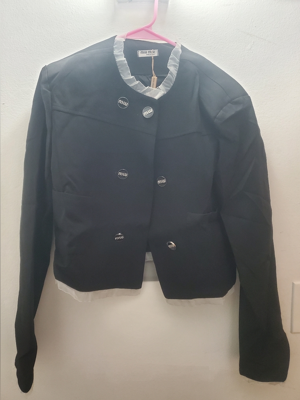 Black Cropped Button Front Jacket